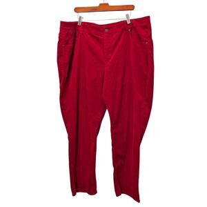 Talbots Women's Plus Sz 22W Heritage Red Corduroy Pants Straight Leg